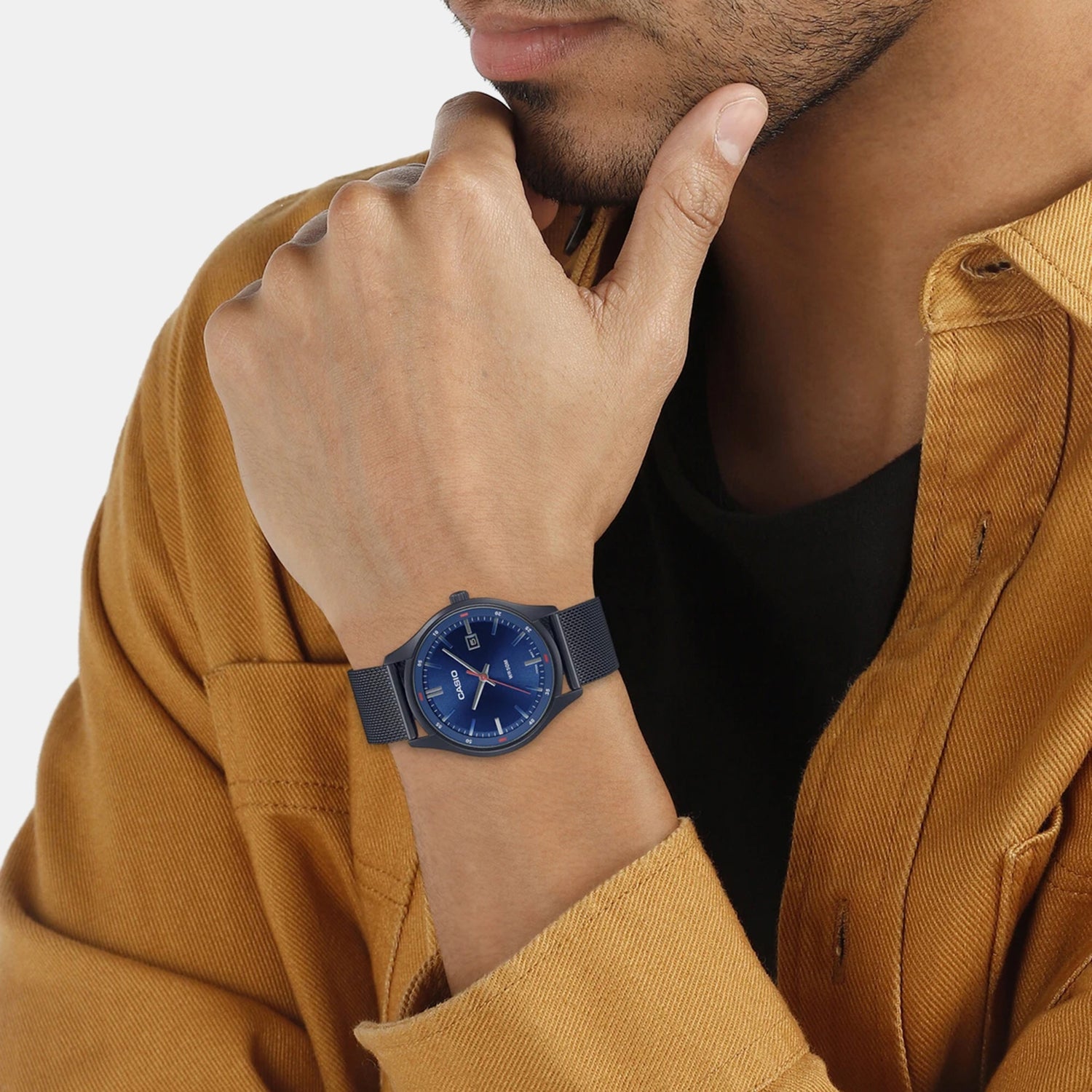 Enticer Men Quartz Blue Dial Analog Mesh Watch A2104