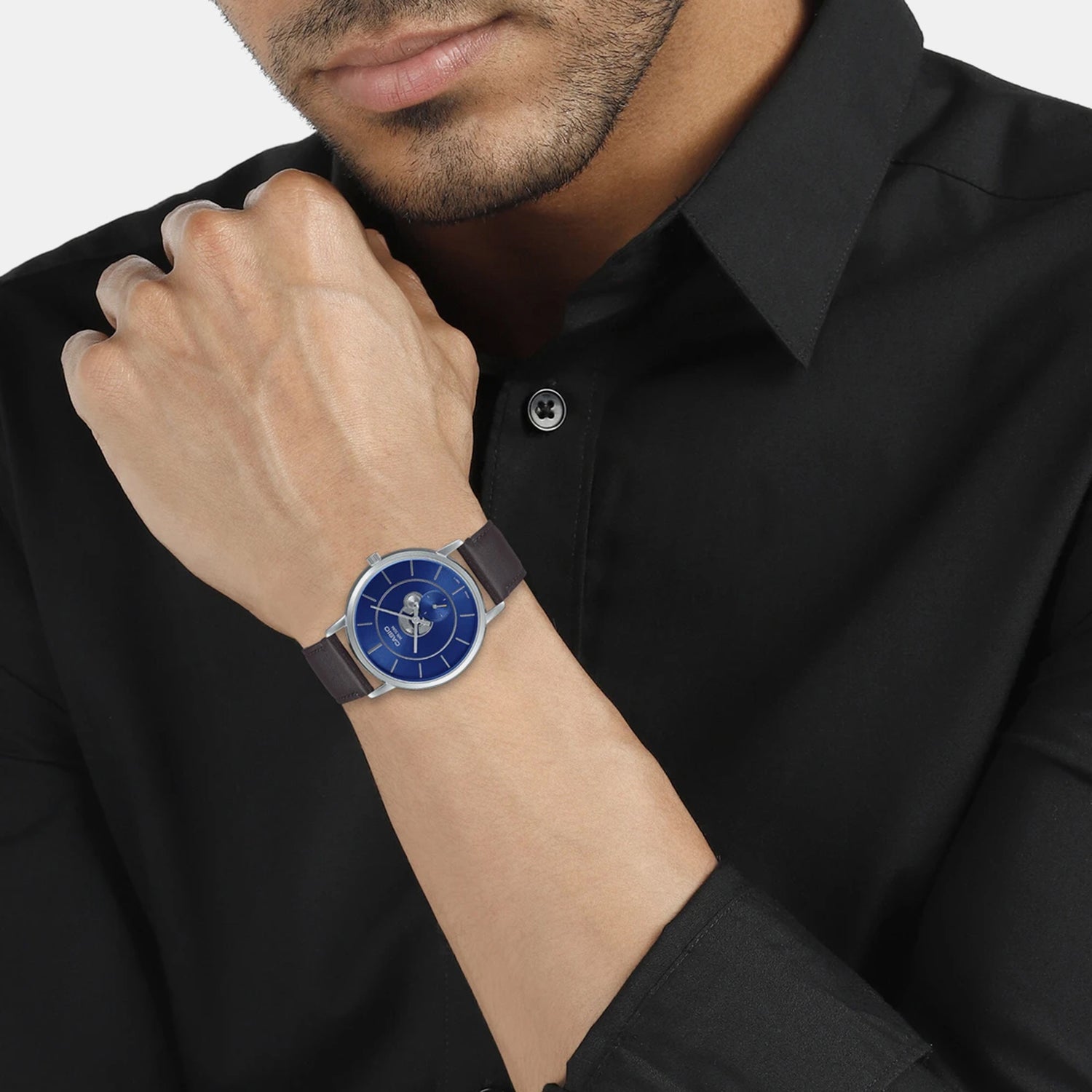 Enticer Men Quartz Blue Dial Analog Leather Watch A2131