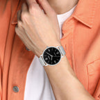 Enticer Men Quartz Black Dial Analog Stainless Steel Watch A2152