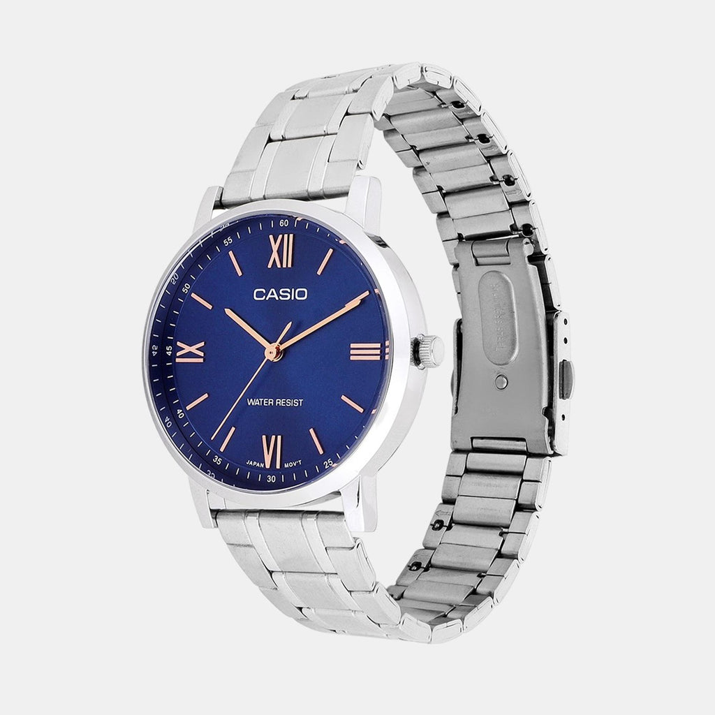 Enticer Men Quartz Blue Dial Analog Stainless Steel Watch A2154
