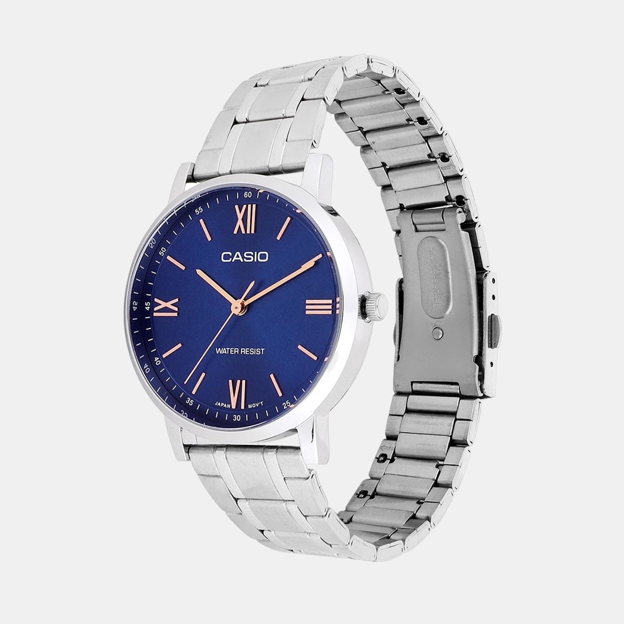 Enticer Men Quartz Blue Dial Analog Stainless Steel Watch A2154