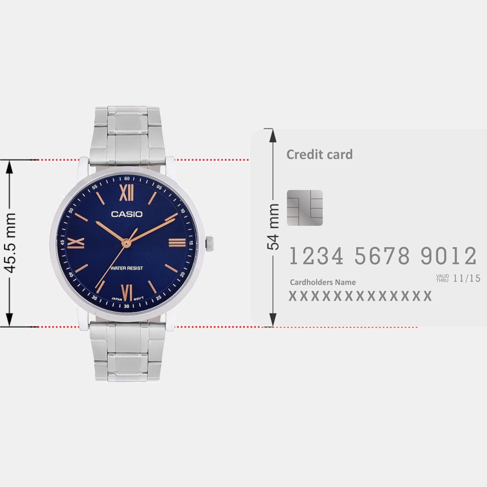 Enticer Men Quartz Blue Dial Analog Stainless Steel Watch A2154