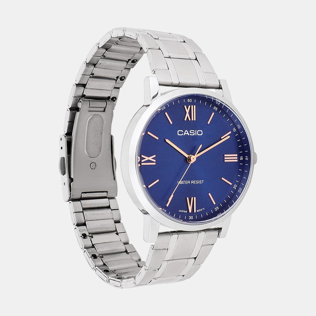 Enticer Men Quartz Blue Dial Analog Stainless Steel Watch A2154