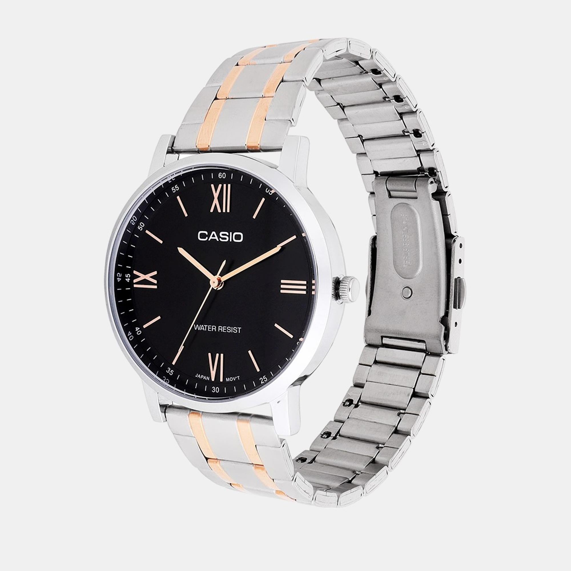 Enticer Men Quartz Black Dial Analog Stainless Steel Watch A2156