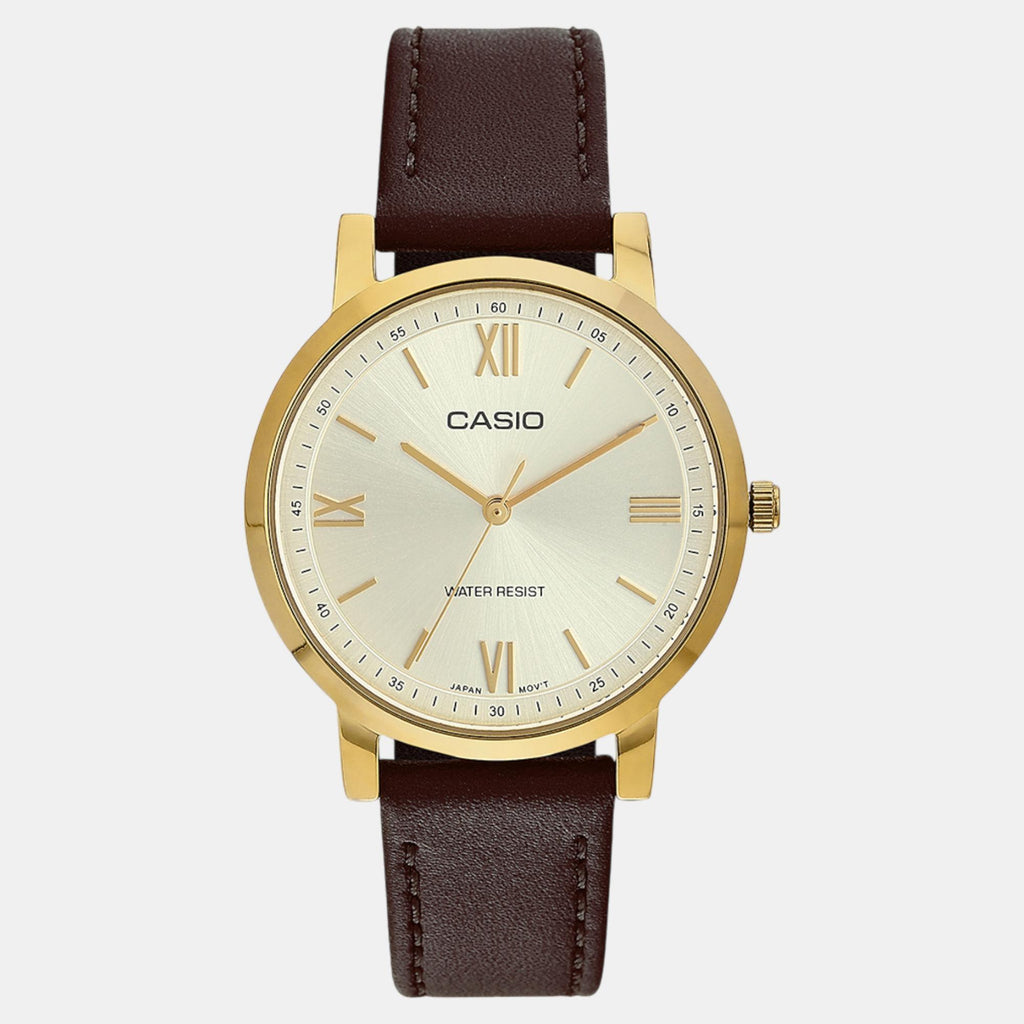 Enticer Men Quartz Gold Dial Analog Leather Watch A2158