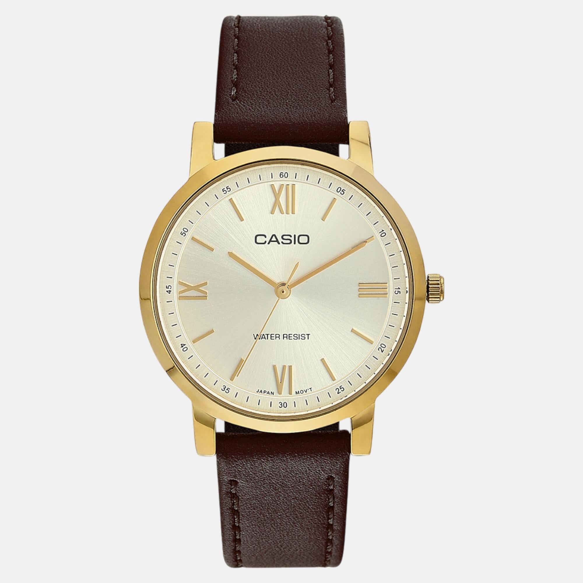 Enticer Men Quartz Gold Dial Analog Leather Watch A2158