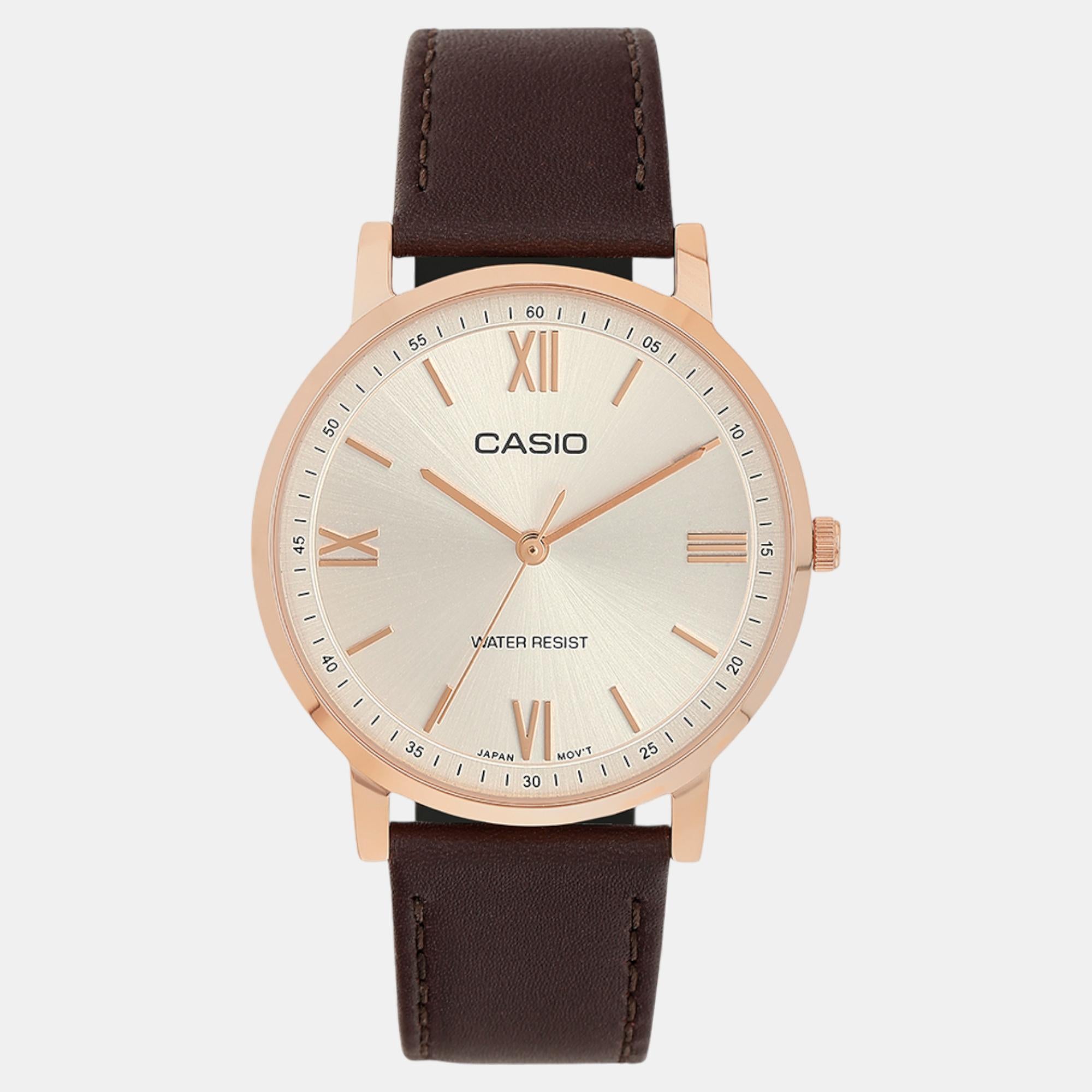 Enticer Men Quartz Silver Dial Analog Leather Watch A2162