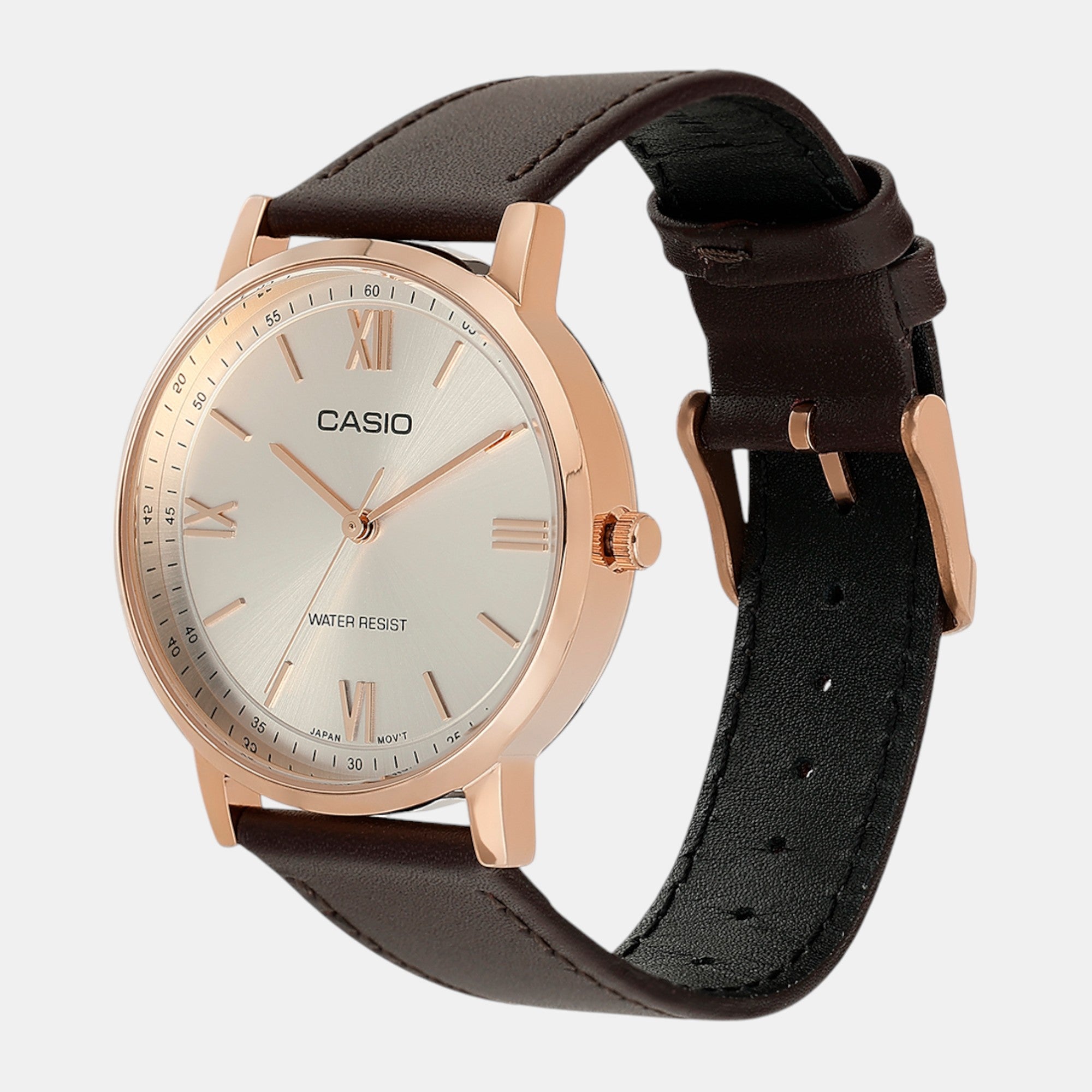 Enticer Men Quartz Silver Dial Analog Leather Watch A2162