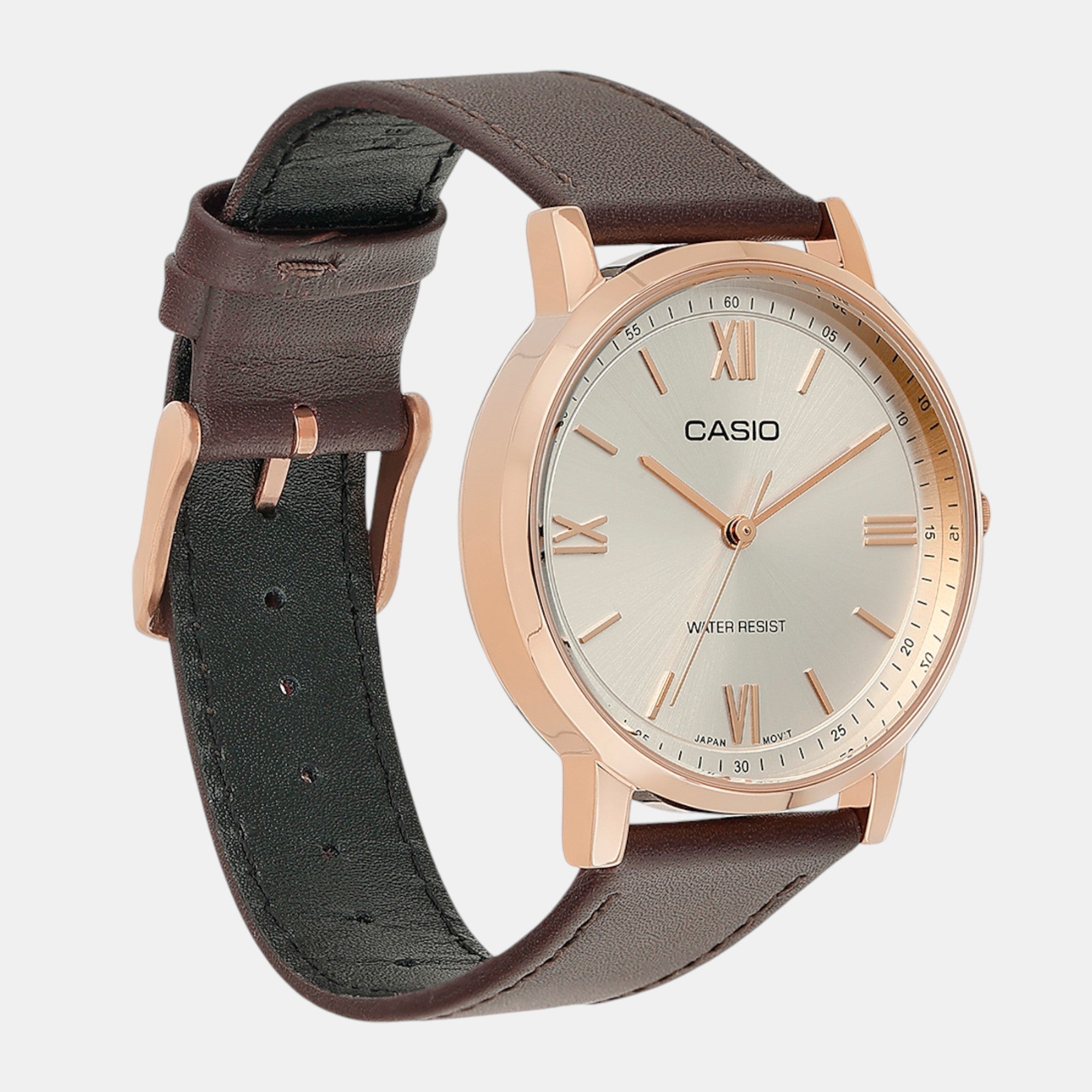 Enticer Men Quartz Silver Dial Analog Leather Watch A2162