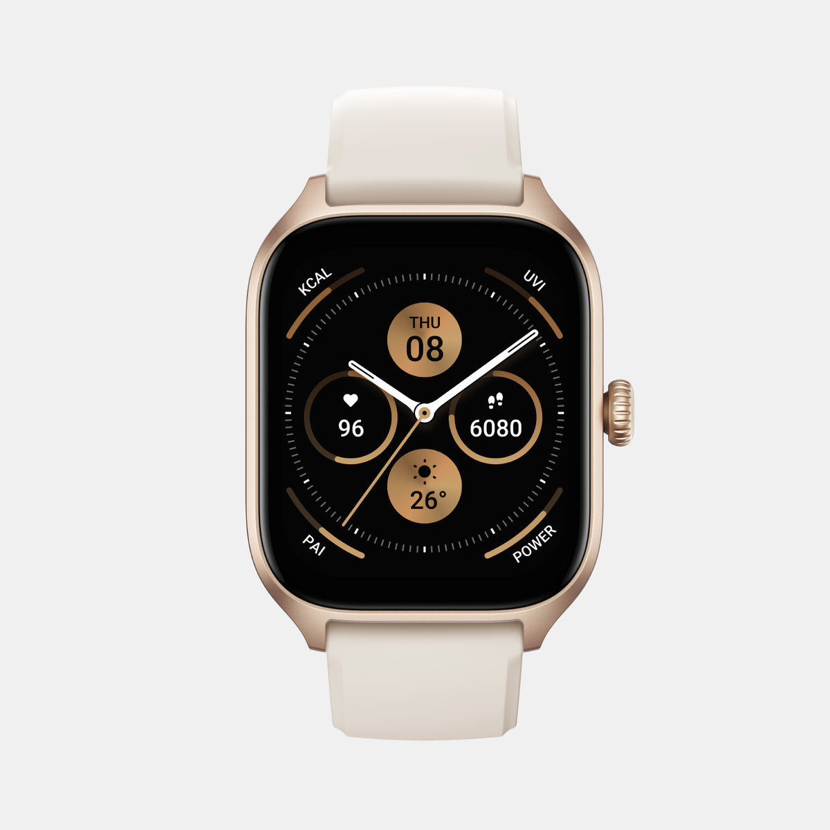 Unisex Processor White Dial Amoled Silicone Watch GTS 4 WHITE