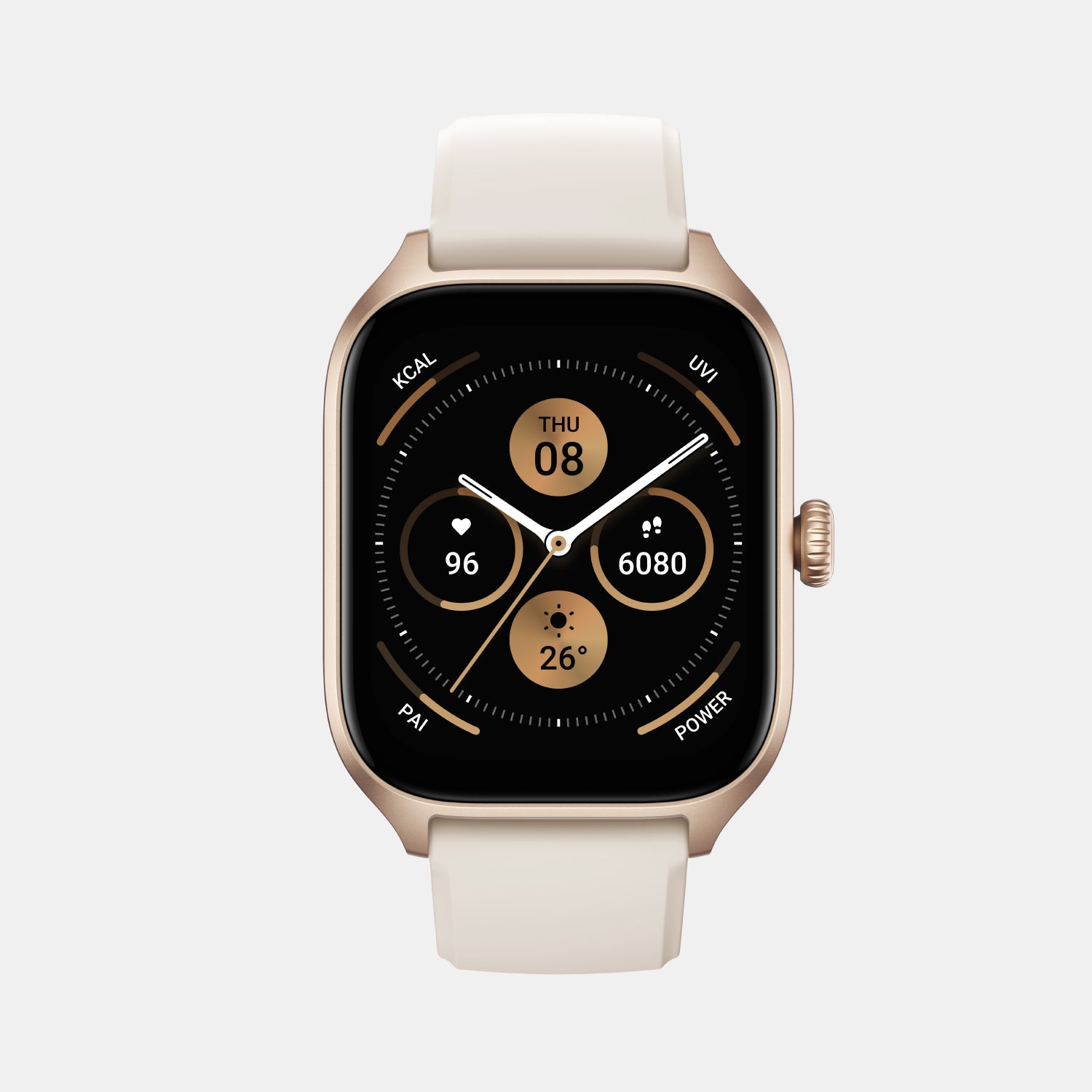 Unisex Processor Misty White Dial Amoled Silicone Watch GTS 4 WHITE