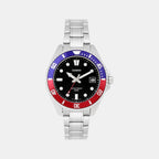 Enticer Unisex Quartz Black Dial Analog Stainless Steel Watch A2197