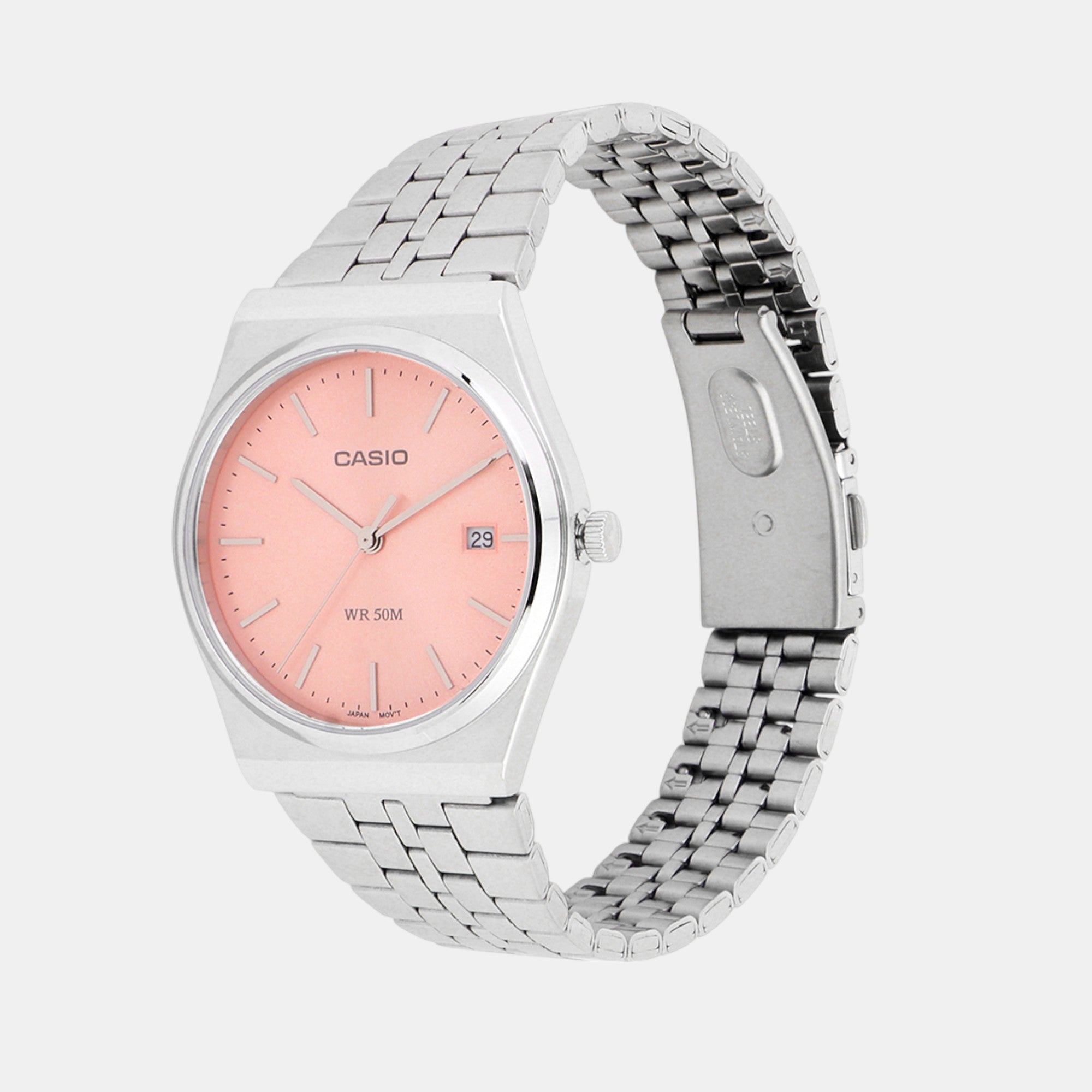 Enticer Men Quartz Pink Dial Analog Stainless Steel Watch A2200