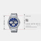 Men Quartz Blue Dial Multi-Function Stainless Steel Watch A2228