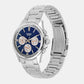 Men Quartz Blue Dial Multi-Function Stainless Steel Watch A2228