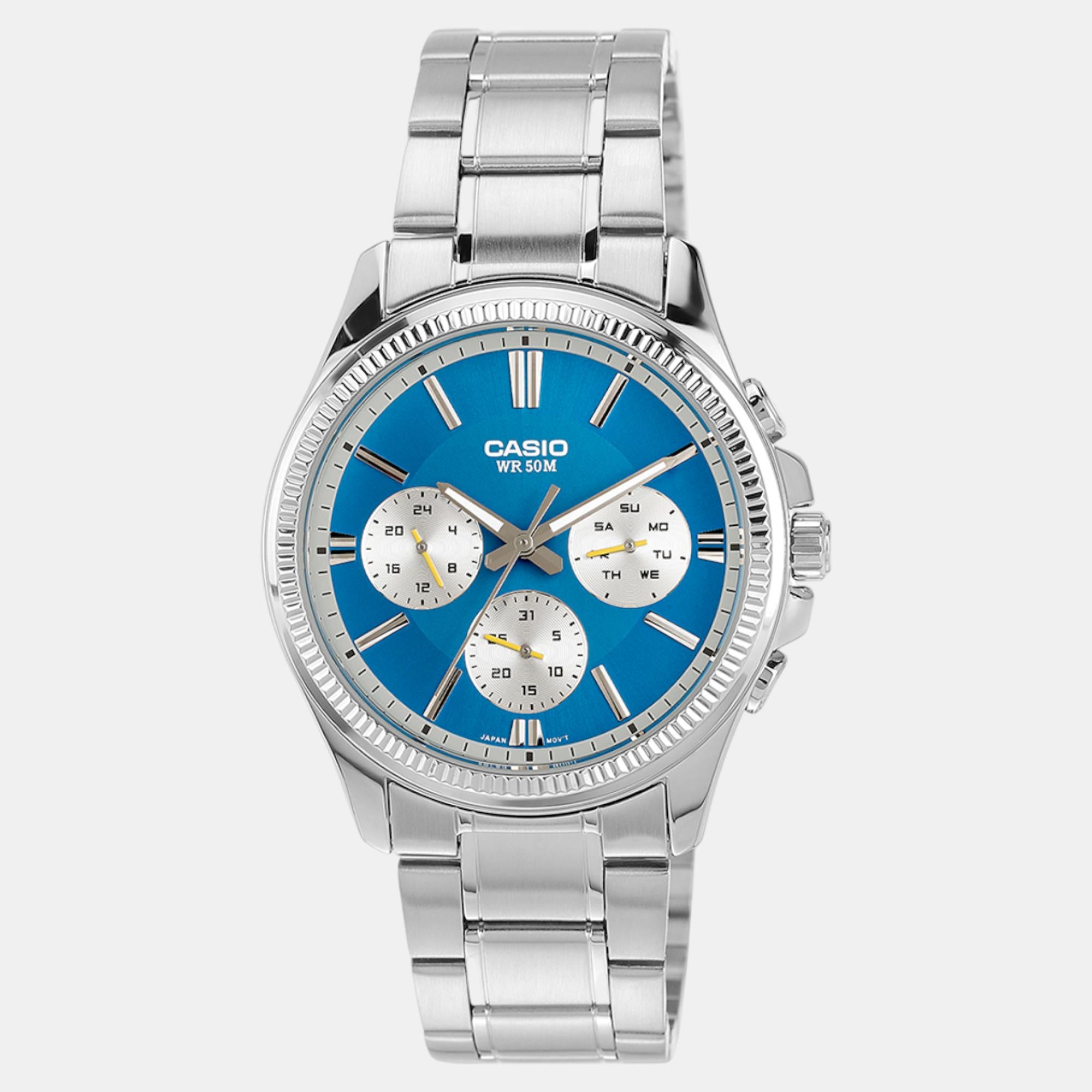 Enticer Men Quartz Light Blue Dial Chronograph Stainless Steel Watch A2229