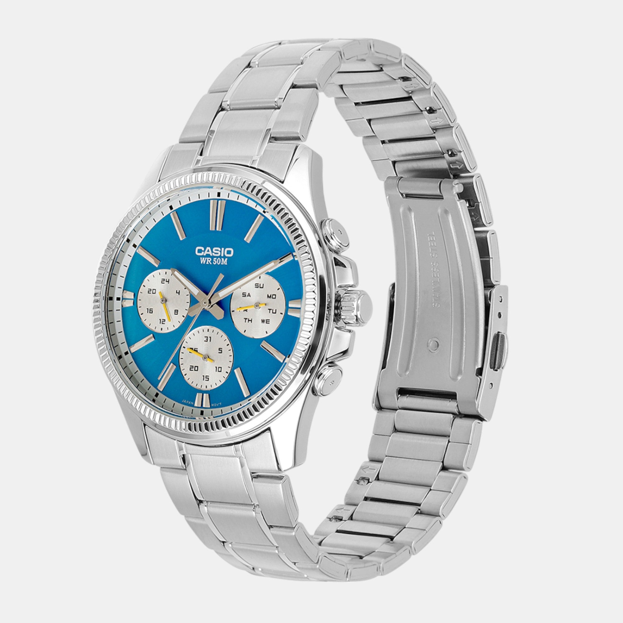Enticer Men Quartz Light Blue Dial Chronograph Stainless Steel Watch A2229