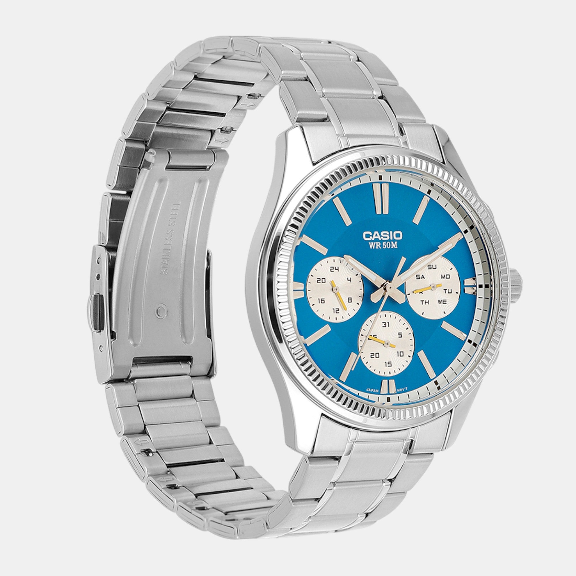 Enticer Men Quartz Light Blue Dial Chronograph Stainless Steel Watch A2229