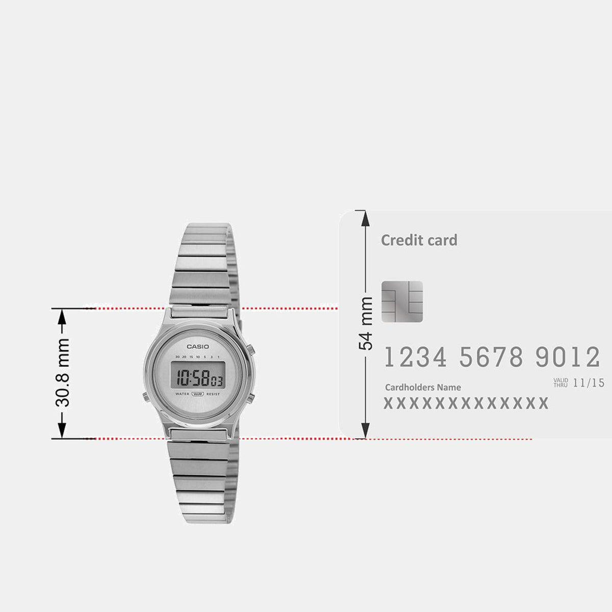 Vintage Women Quartz Silver Dial Digital Stainless Steel Watch A2232