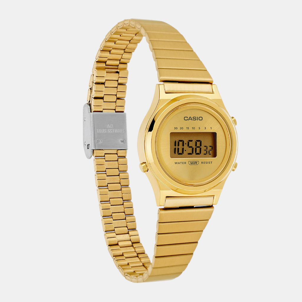 Vintage Women Quartz Gold Dial Digital Stainless Steel Watch A2233