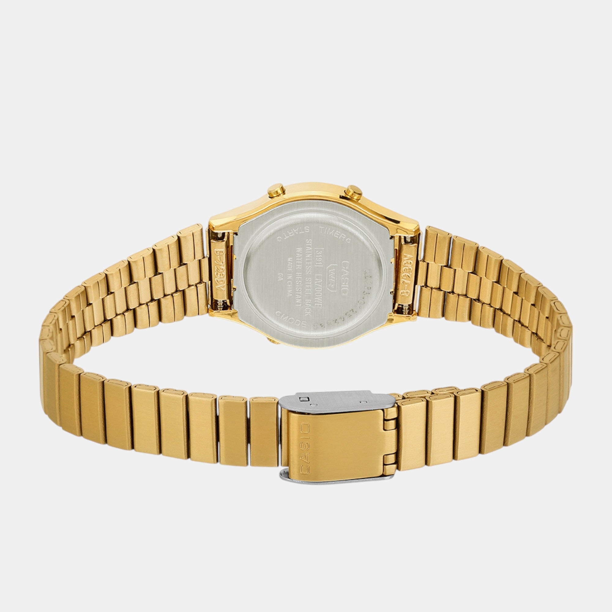 Vintage Unisex Quartz Gold Dial Digital Stainless Steel Watch A2233