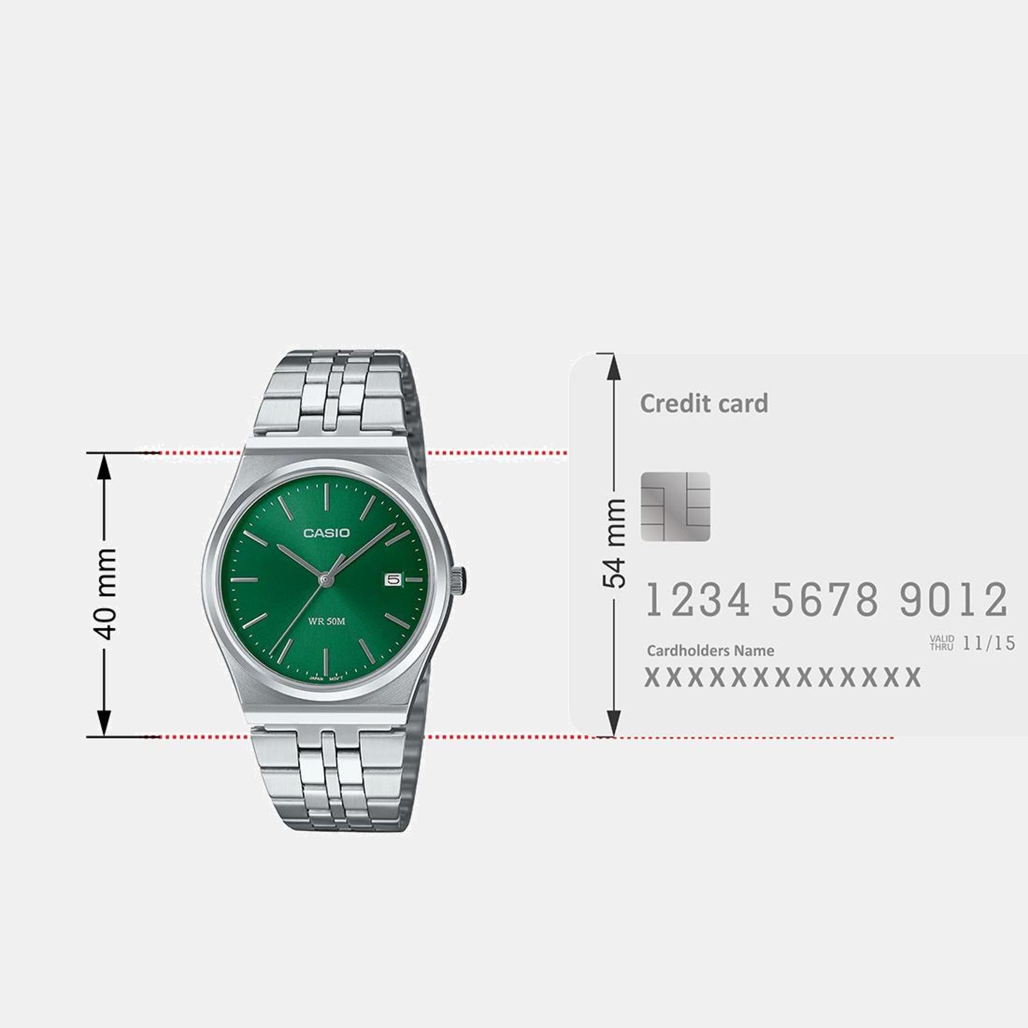 Enticer Men Quartz Green Dial Analog Stainless Steel Watch A2236