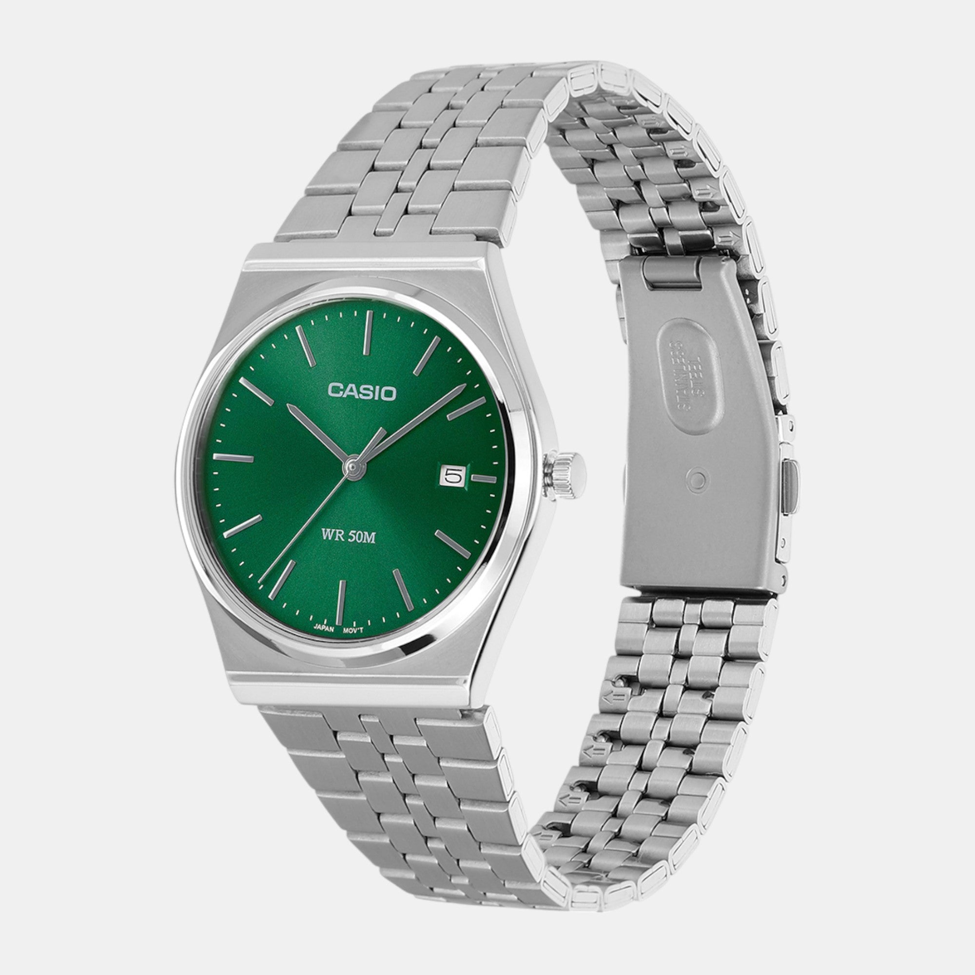 Enticer Men Quartz Green Dial Analog Stainless Steel Watch A2236