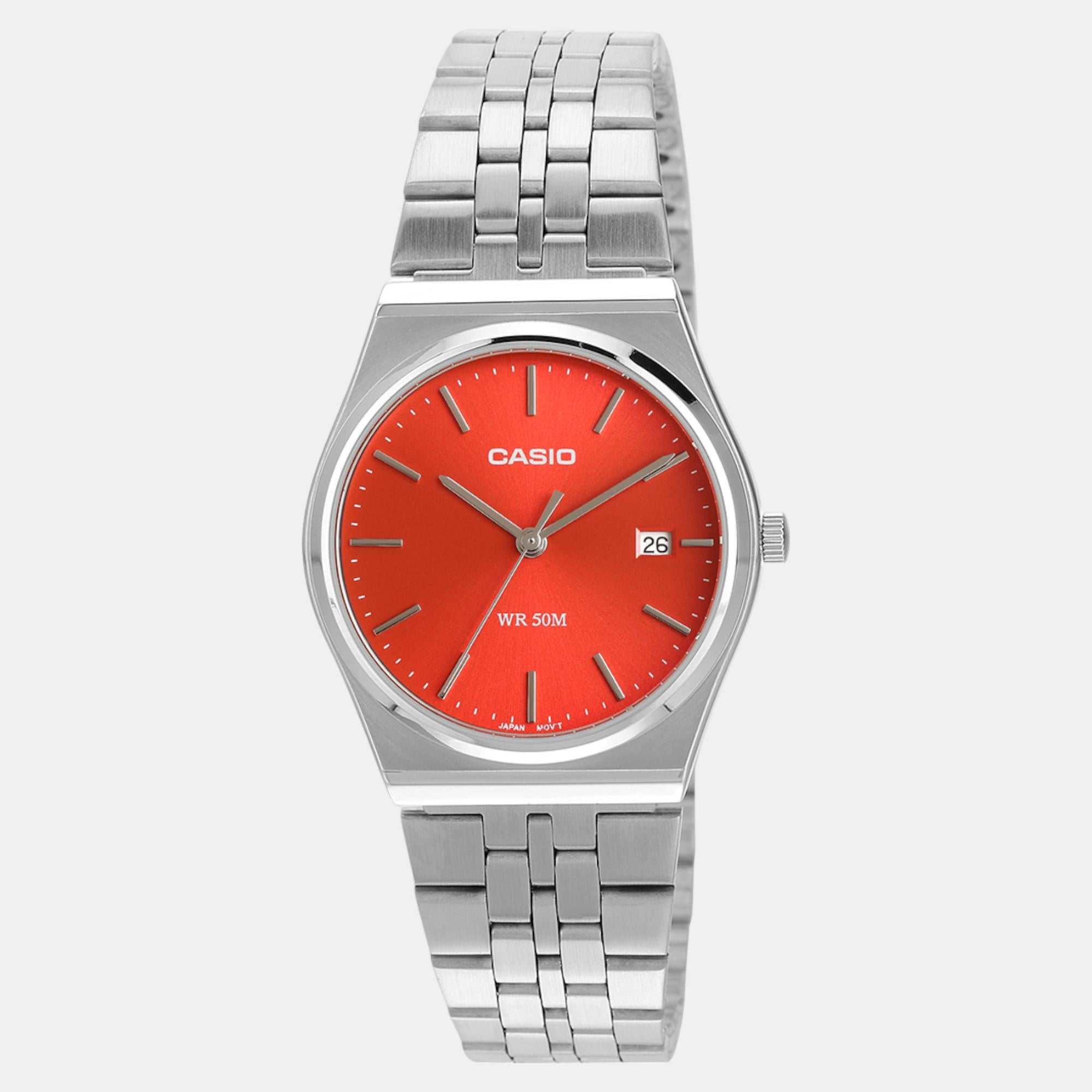 Enticer Men Quartz Red Dial Analog Stainless Steel Watch A2237