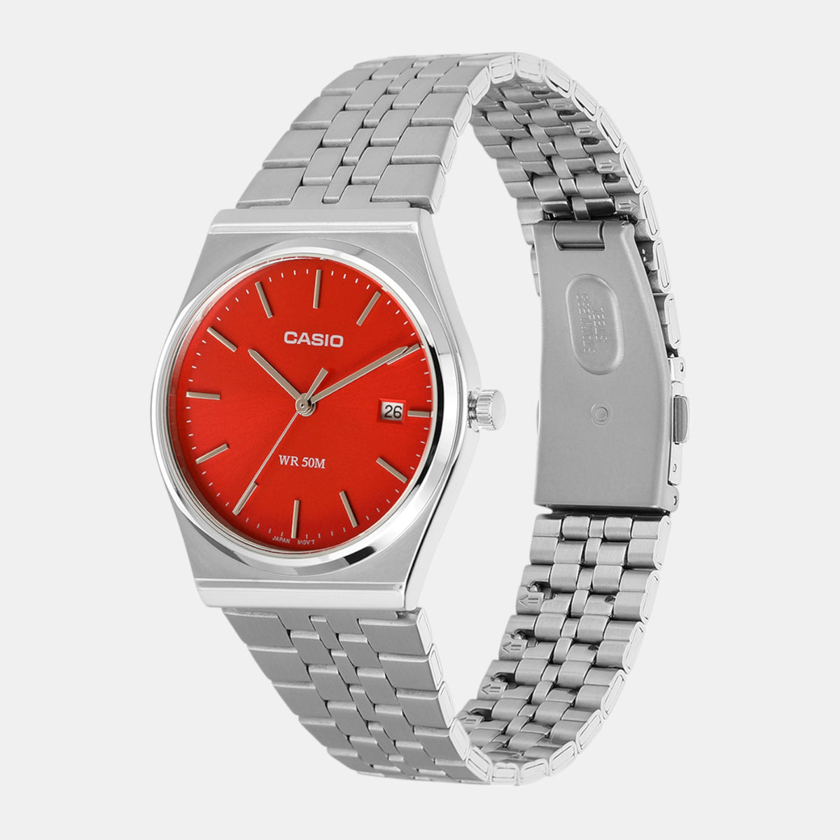 Enticer Men Quartz Red Dial Analog Stainless Steel Watch A2237