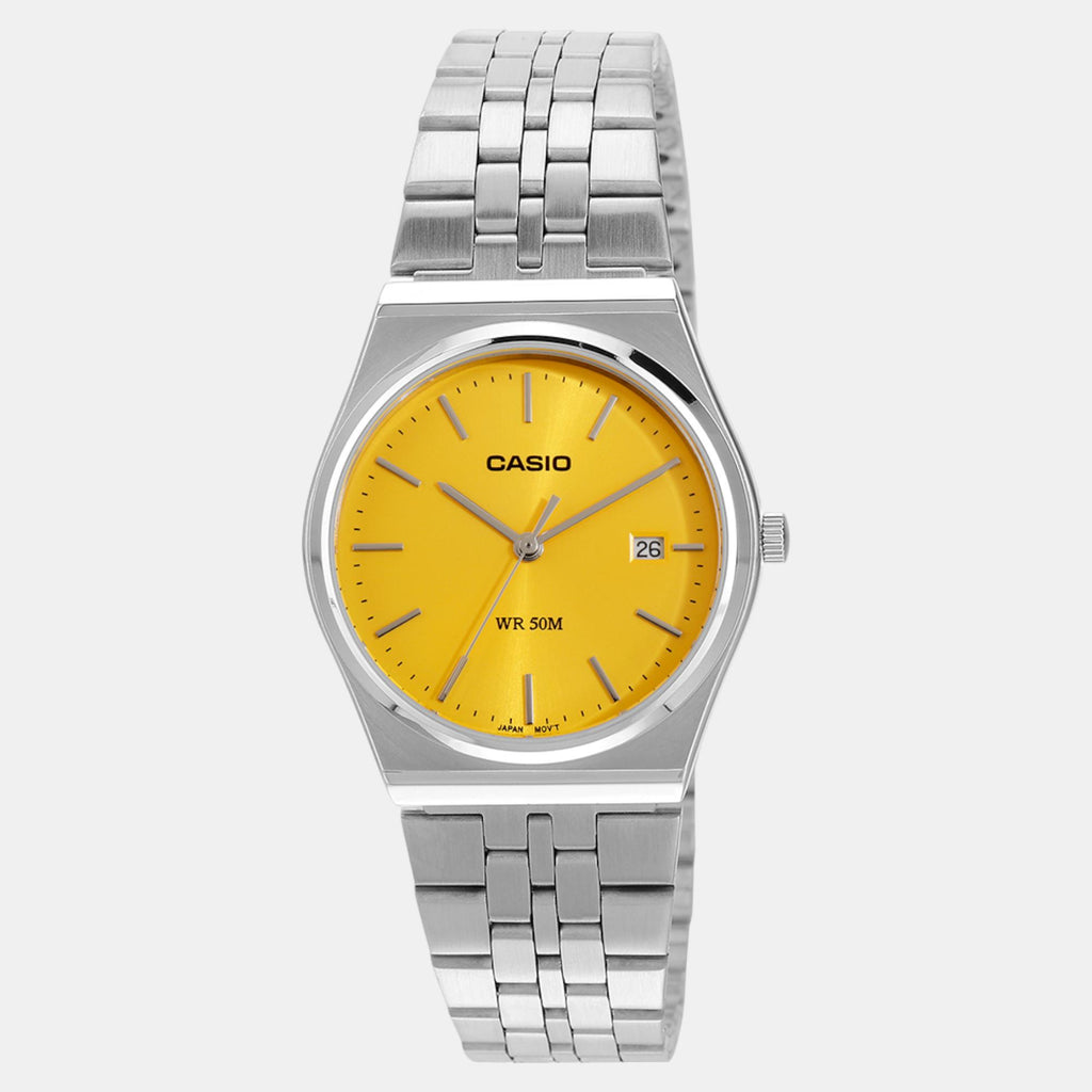 Enticer Men Quartz Yellow Dial Analog Stainless Steel Watch A2238
