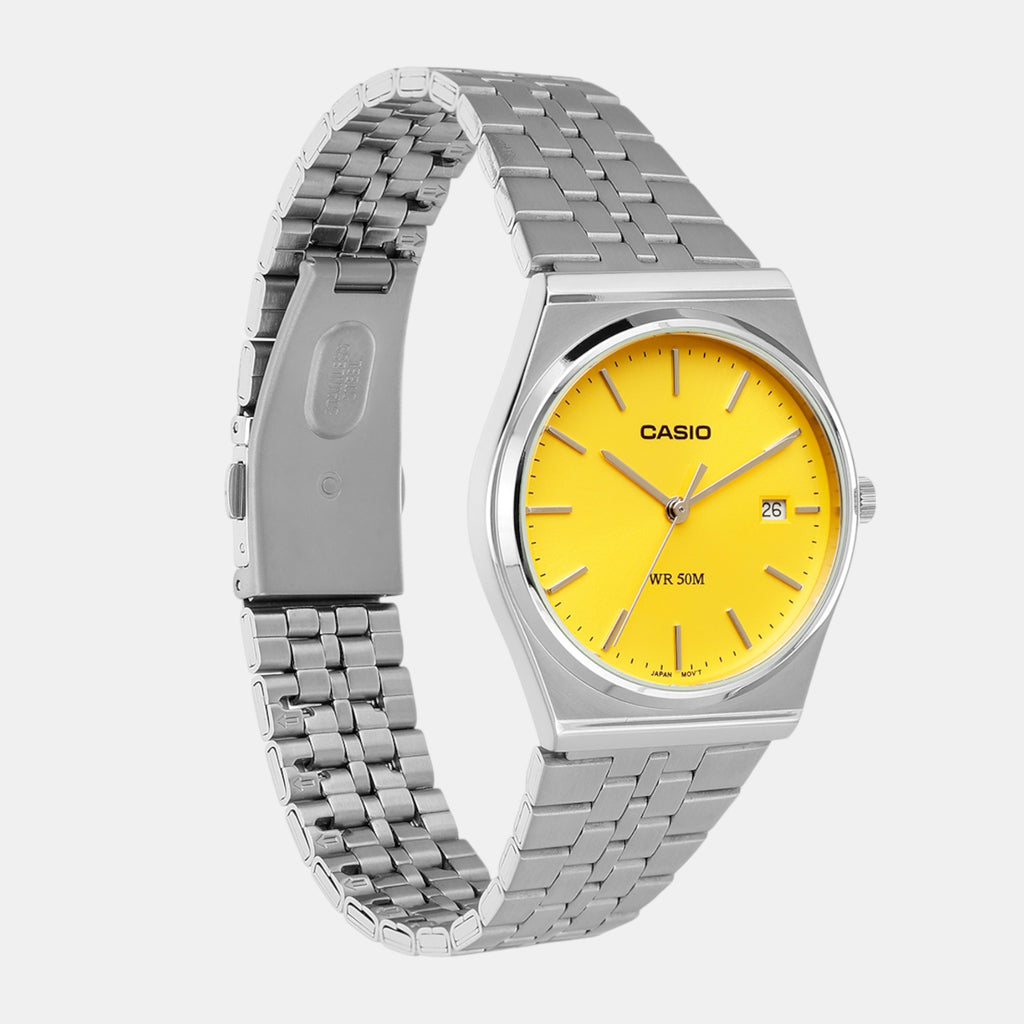 Enticer Men Quartz Yellow Dial Analog Stainless Steel Watch A2238
