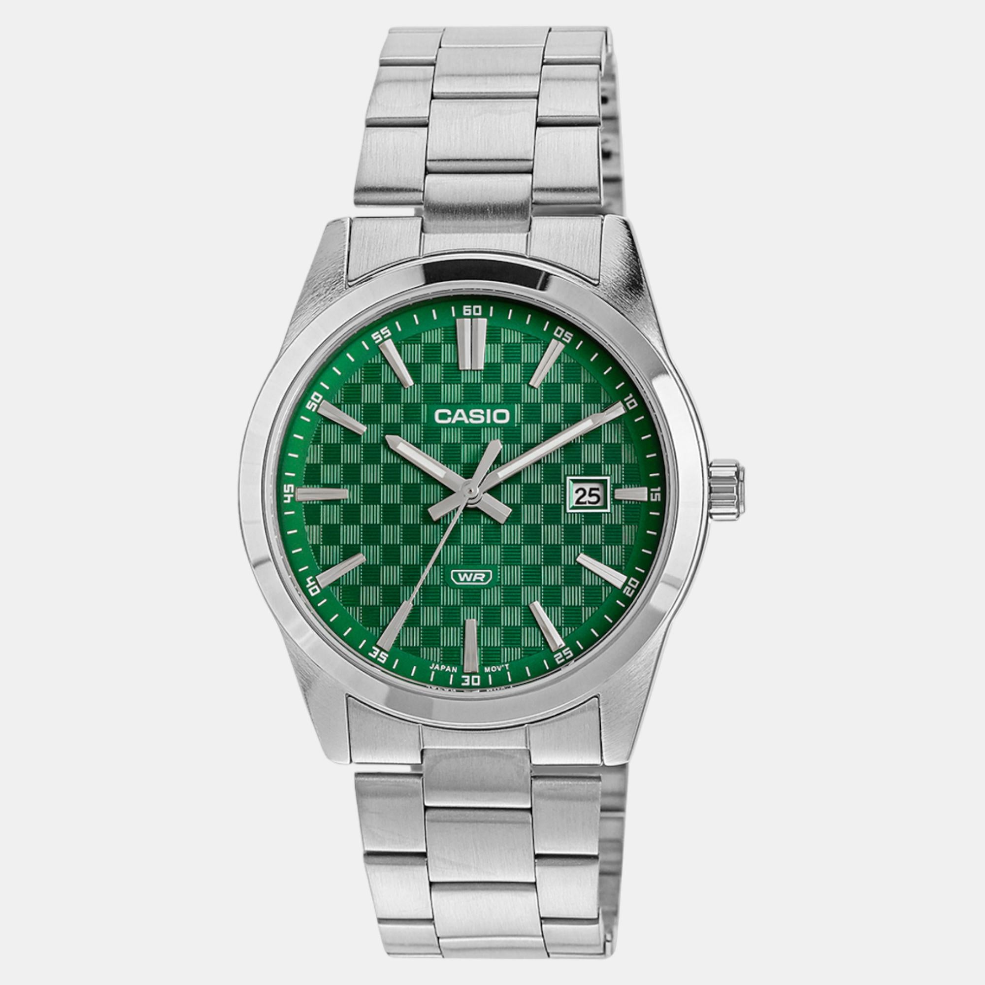 Enticer Men Quartz Green Dial Analog Stainless Steel Watch A2243