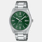 Enticer Men Quartz Green Dial Analog Stainless Steel Watch MTP-1302PD-3AVEF A2262