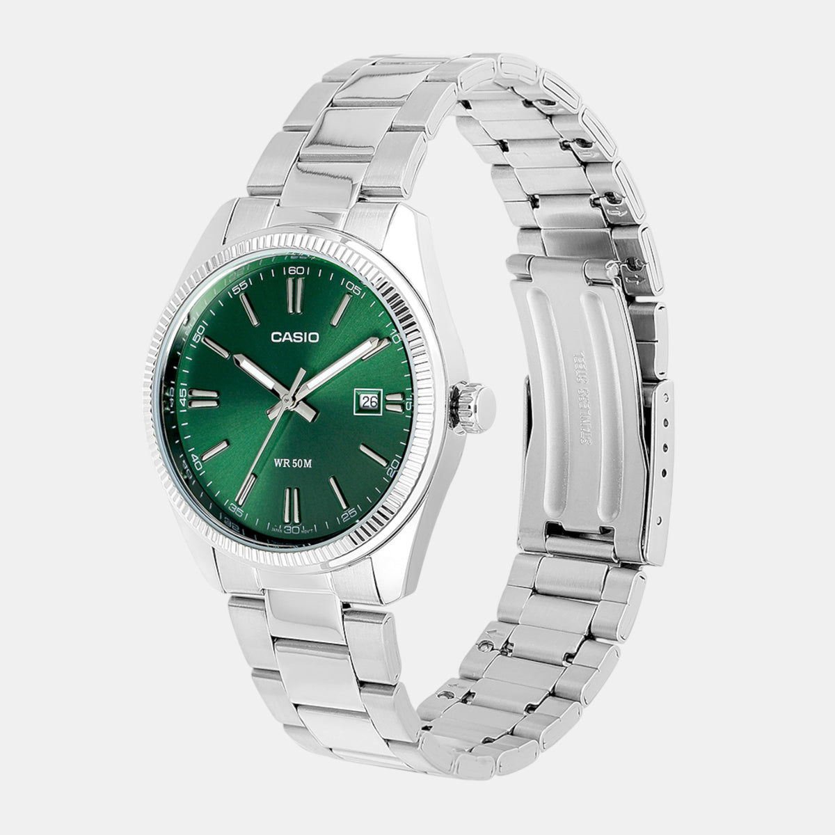 Enticer Men Quartz Green Dial Analog Stainless Steel Watch A2262
