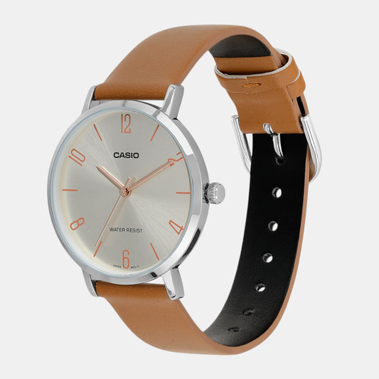 Enticer Women Quartz Silver Dial Analog Leather Watch A2295