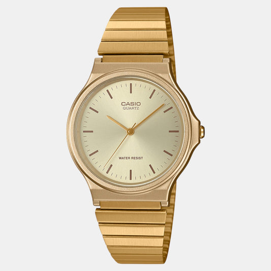 Youth Women Quartz Gold Dial Analog Stainless Steel Watch A2297