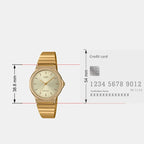 Youth Women Quartz Gold Dial Analog Stainless Steel Watch A2297