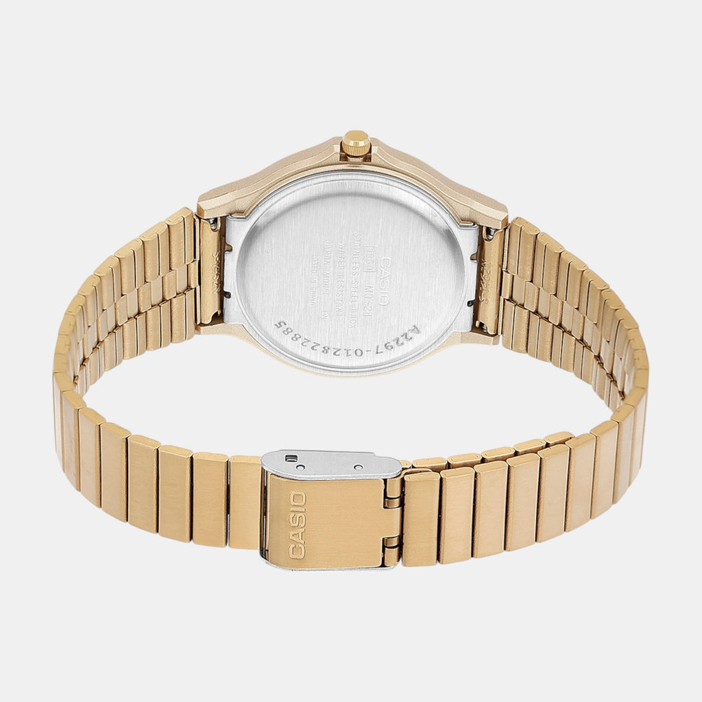 Youth Women Quartz Gold Dial Analog Stainless Steel Watch A2297