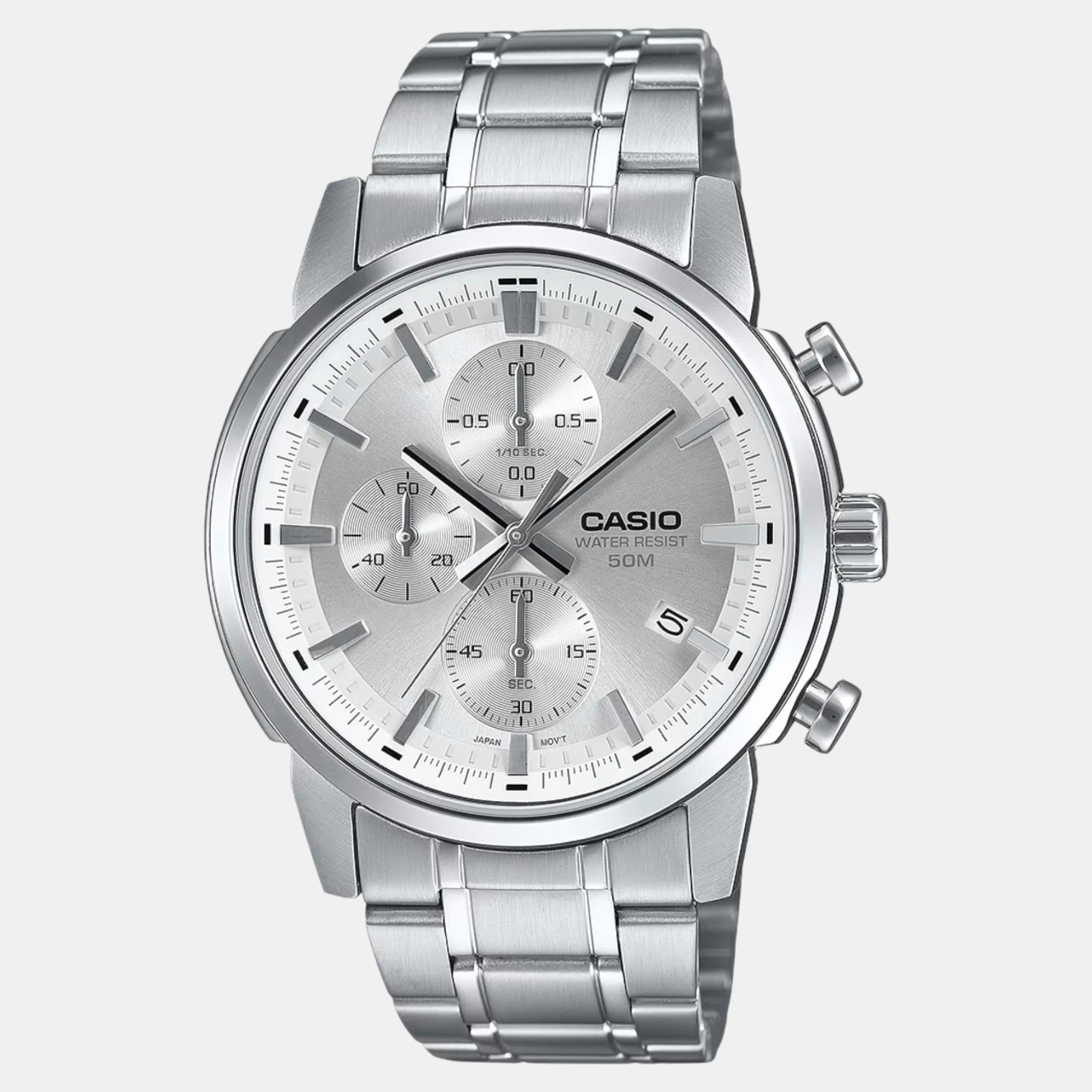 Enticer Men Quartz Silver Dial Chronograph Stainless Steel Watch A2305