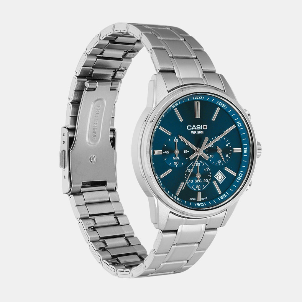 Enticer Men Quartz Blue Dial Chronograph Stainless Steel Watch A2308