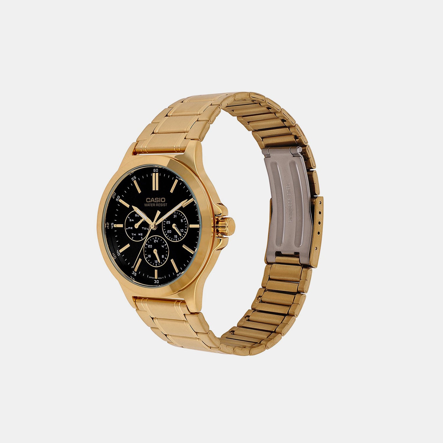 Enticer Men Quartz Black Dial Multi-Function Stainless Steel Watch MTP-V300G-1A A2318