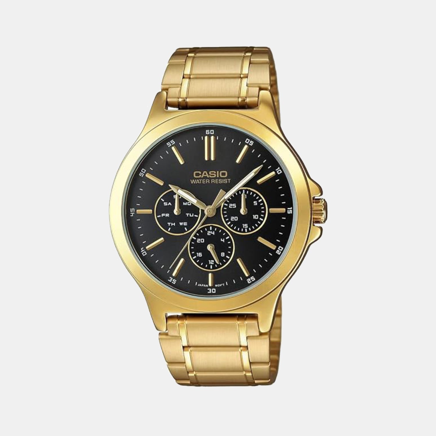 Casio Enticer Men Quartz Black Dial Multi-Function Stainless Steel Watch A2318