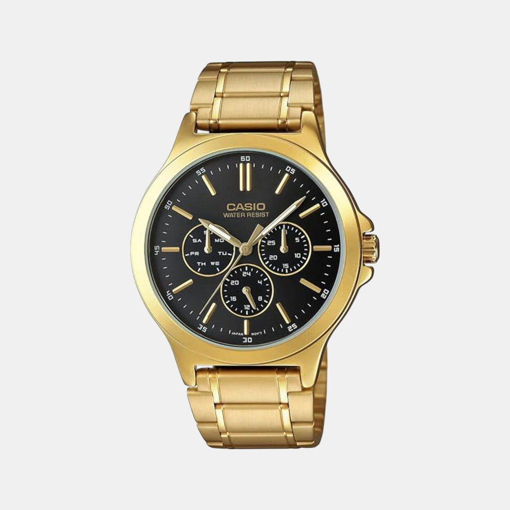 Enticer Men Quartz Black Dial Multi-Function Stainless Steel Watch MTP-V300G-1A A2318