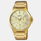 Enticer Men Quartz Gold Dial Multi-Function Stainless Steel Watch A2319