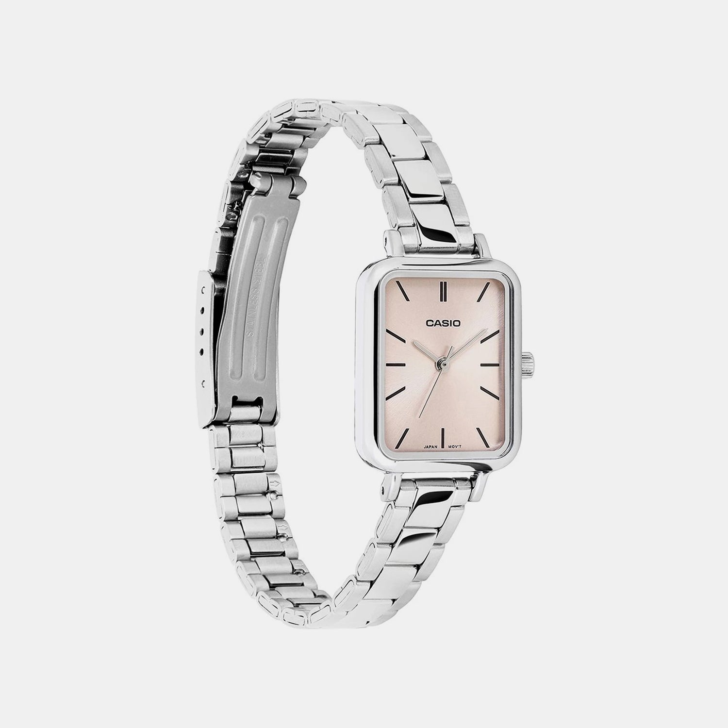 Women Quartz Pink Dial Analog Stainless Steel Watch A2329