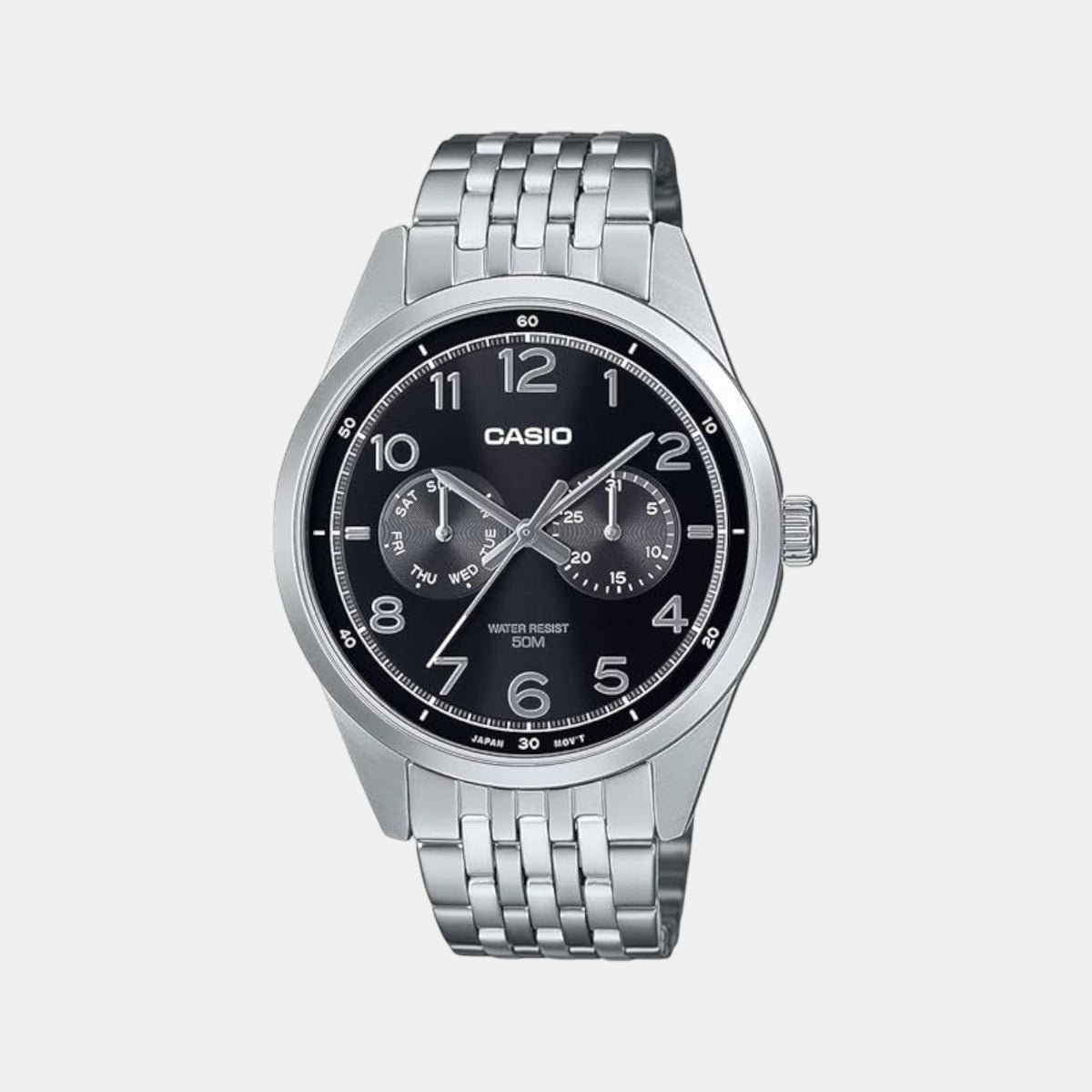 Enticer Men Quartz Black Dial Multi-Function Stainless Steel Watch A2330