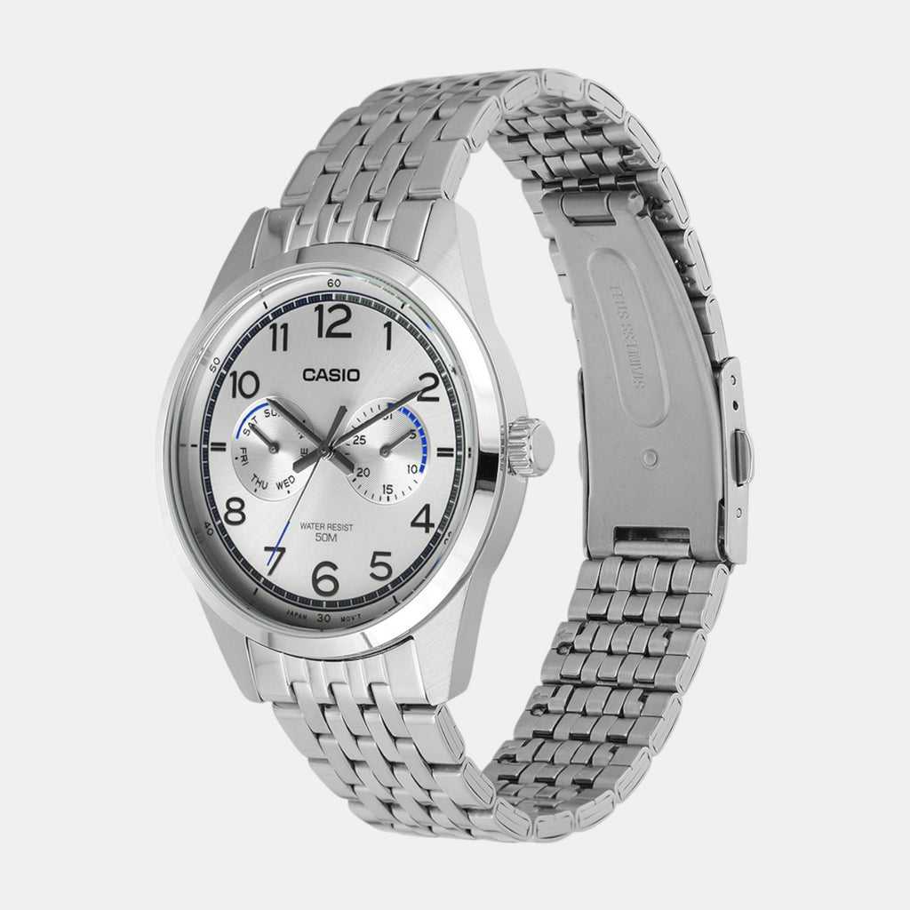 Enticer Men Quartz White Dial Multi-Function Stainless Steel Watch A2333