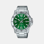 Enticer Men Quartz Green Dial Analog Stainless Steel Watch A2335
