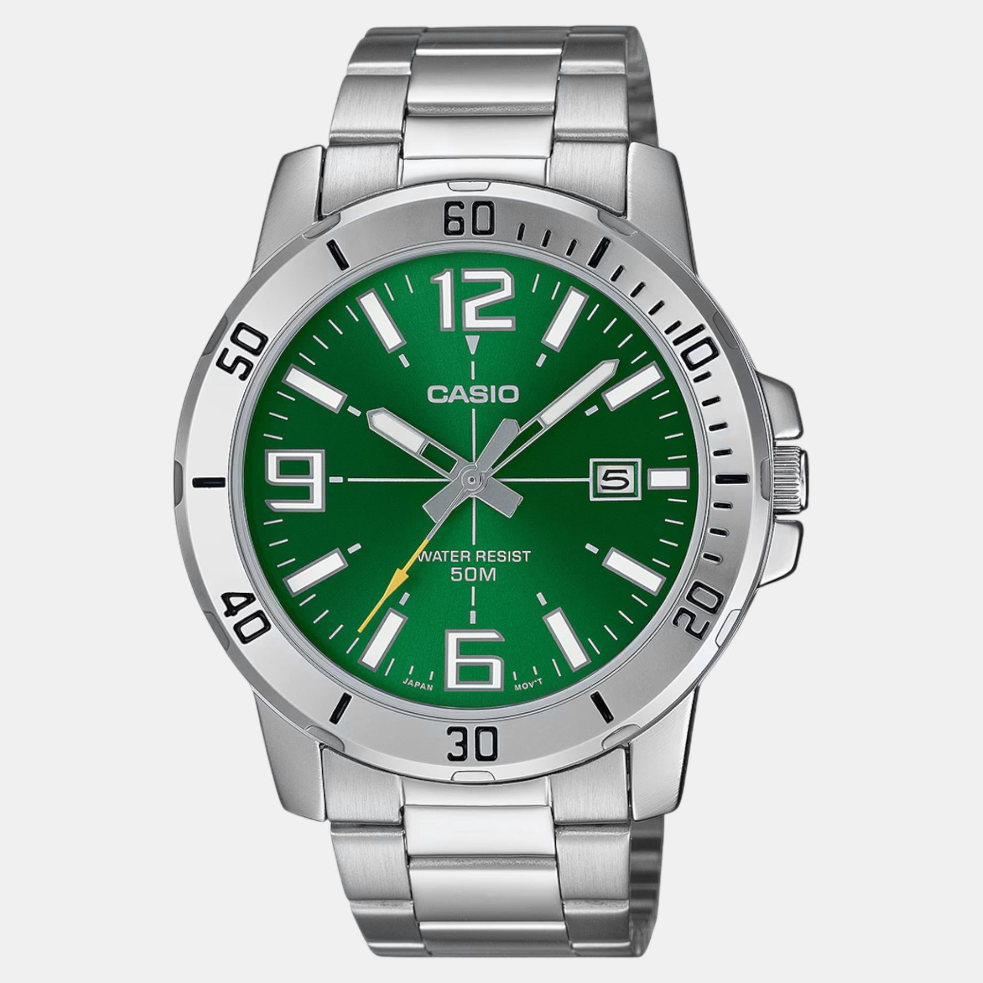Enticer Men Quartz Green Dial Analog Stainless Steel Watch A2335