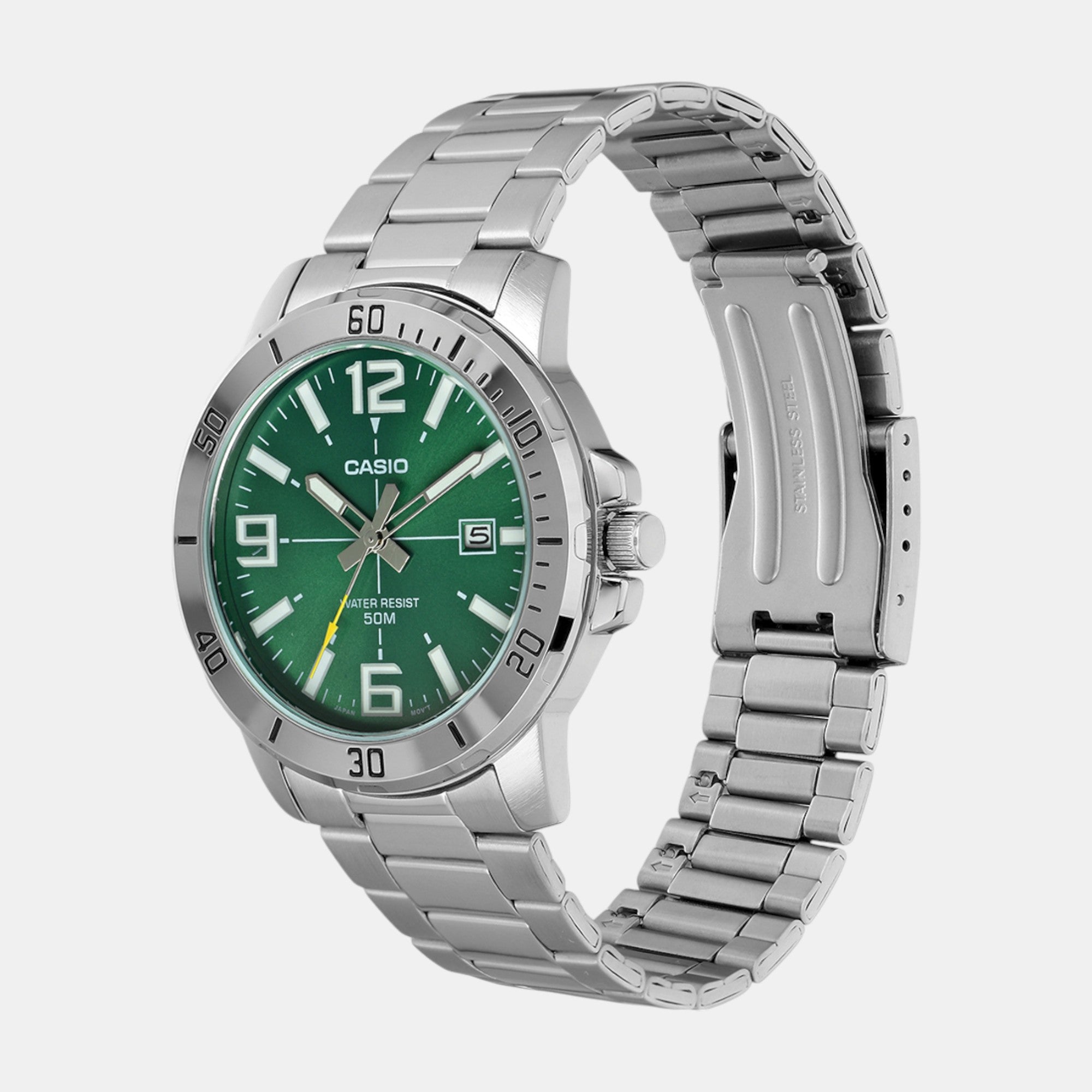 Enticer Men Quartz Green Dial Analog Stainless Steel Watch A2335